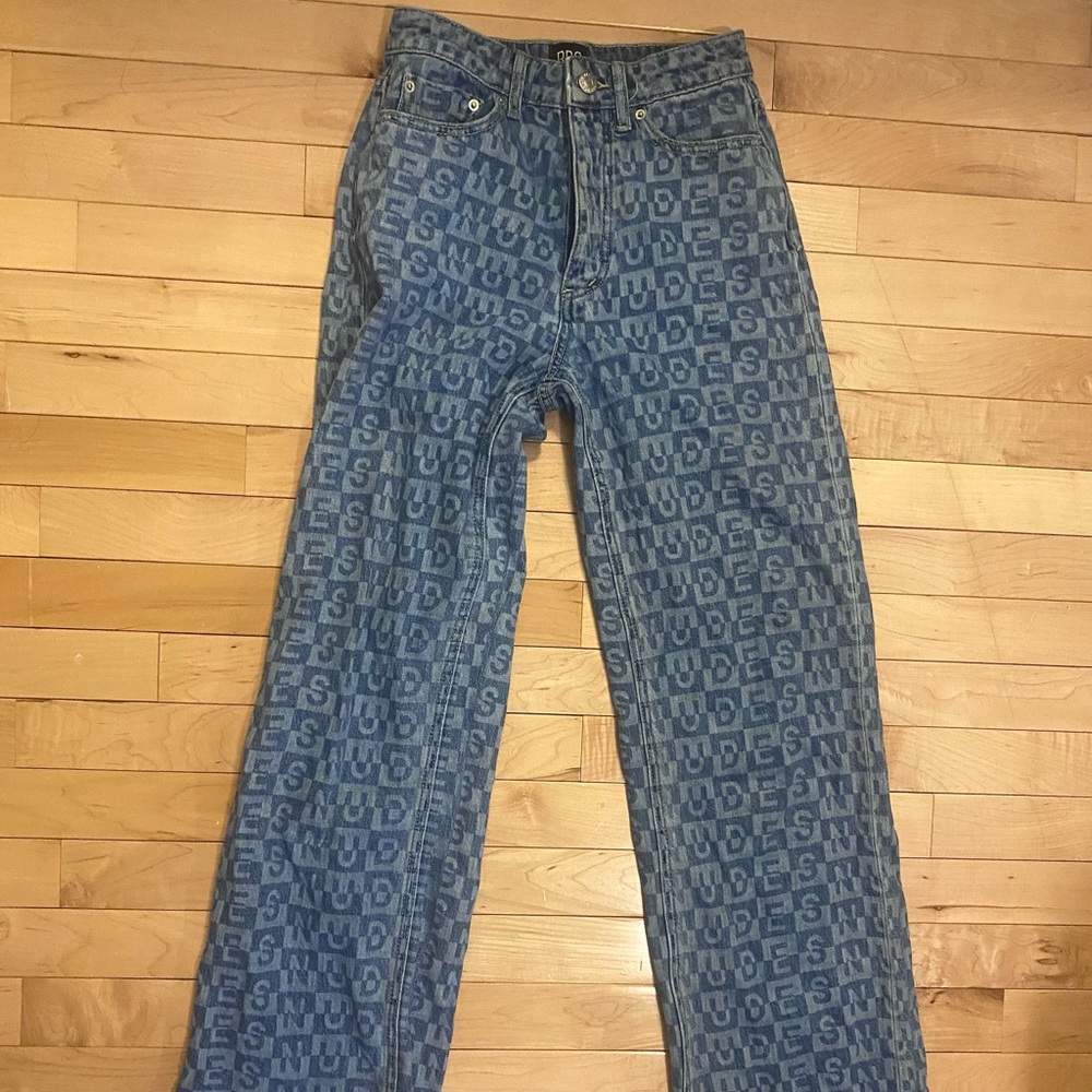 Urban Outfitters. Wide leg high rise printed jeans.